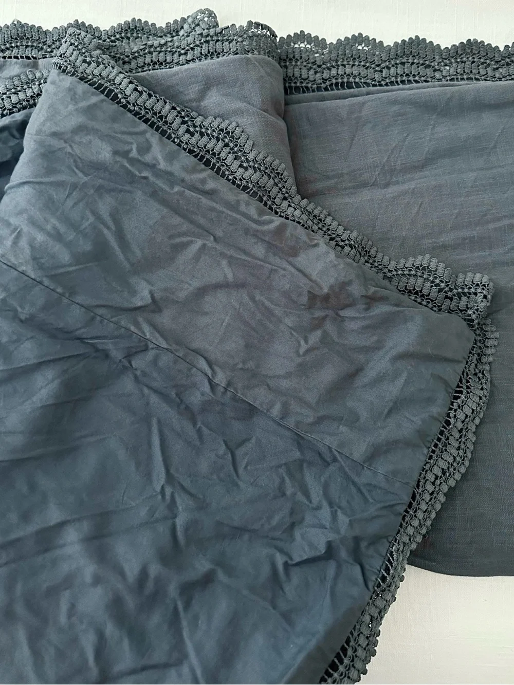 Studio McGee Threshold Navy Lace Border Cotton Slub Duvet Cover